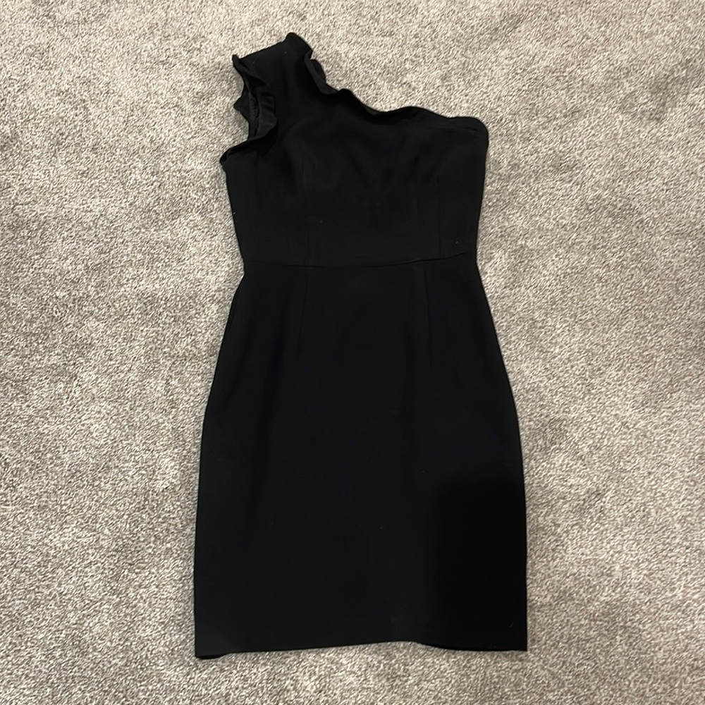 Black Halo Ruffled One Shoulder Dress
